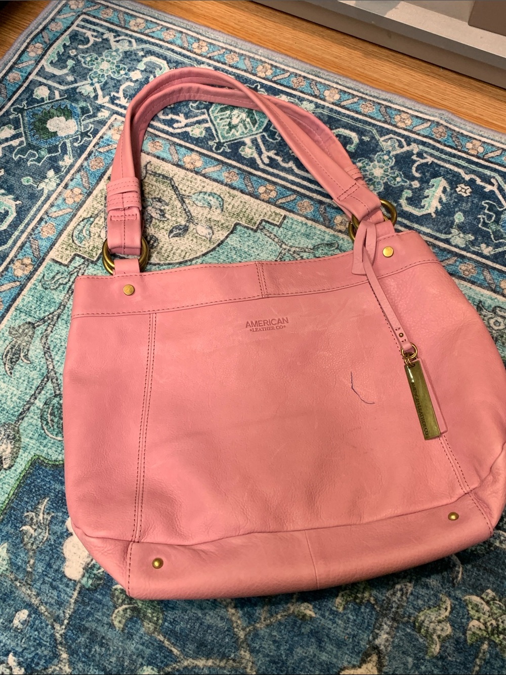 American Leather Company soft vintage pink leather bag qvc shoulder